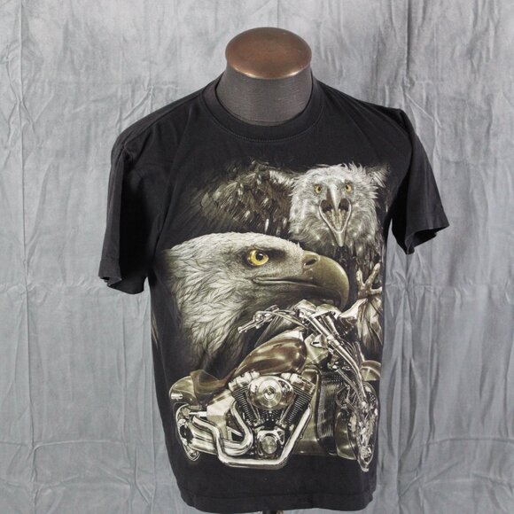 Vitnage Graphic T-shirt Bald Eagle Mortocycle Graphic Rock Chang - Men's Meidum - Picture 4 of 10